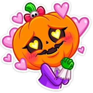 😍 zucca, halloween, amore, kawaii, adesivo, cartone animato, carino telegram sticker