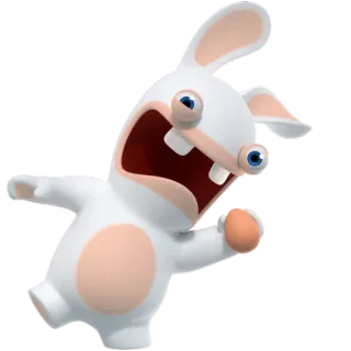 😡 Rabbid rabbit, white, funny, crazy, cartoon telegram sticker