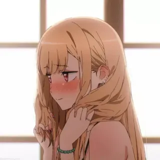 😐 Marin Kitagawa My Dress-Up Darling อนิเมะ, มาริน คิตากาวะ, My Dress-Up Darling, น่ารัก, เขิน telegram sticker