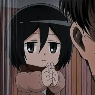 🧣 Mikasa Ackerman Attack on Titan 动漫, Q版, 进击的巨人, 三笠, 同人, 卡通 telegram sticker