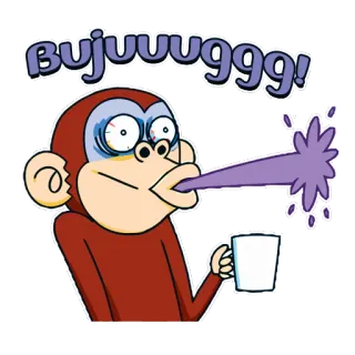 😱 bujuuugggg! 猴子, 咖啡, 卡通, 饮料, 搞笑, 疲惫 telegram sticker