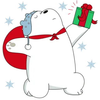 🎁 Ice Bear We Bare Bears Merry Christmas navidad, fiesta, oso, regalo, invierno, dibujos animados telegram sticker