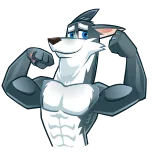 💪 Dibujo animado, Animal, Furry, Lobo, Músculos, Flexionando whatsapp sticker