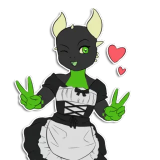 😘 monstre, mignon, dessin animé, fantaisie, bonne, robe, cœur, clin d'œil telegram sticker