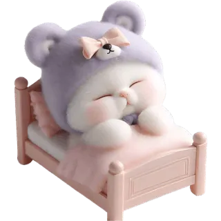 ☺️ lindo, dormilón, animal, dibujos animados, kawaii, oso, cama telegram sticker