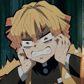 💛 Zenitsu Agatsuma Demon Slayer Zenitsu, Demon Slayer, Anime, Crying, Fear, Expression whatsapp sticker