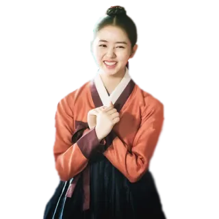 😃 donna, hanbok, coreano, vestito, tradizionale, sorriso, felice whatsapp sticker