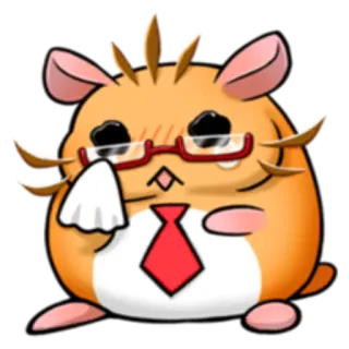 😢 Hamster, Brille, Krawatte, süß, Tier, Cartoon telegram sticker