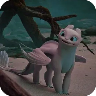 😃 Light Fury How to Train Your Dragon дракон, дневная фурия, милый, животное, мультфильм whatsapp sticker