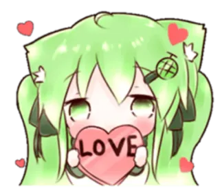 ❤️ LOVE fofo, kawaii, amor, coração, anime, desenho animado, adesivo telegram sticker
