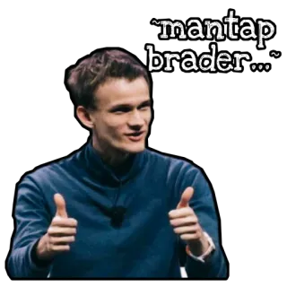 👍 mantap brader... meme, vitalik buterin, thumbs up telegram sticker