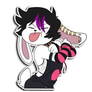😝 Lust Hazbin Hotel rabbit, bunny, emo, goth, punk, furry, cartoon telegram sticker