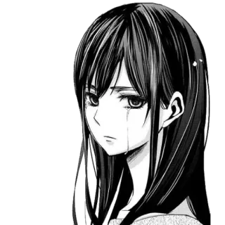 😢 Anime, Manga, Smutne, Dziewczyna, Płacząca, Emocjonalne, Portret telegram sticker