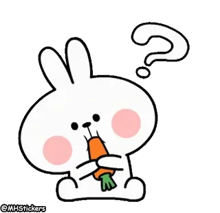 🤔 토끼, 당근, 귀여운, 동물 telegram sticker