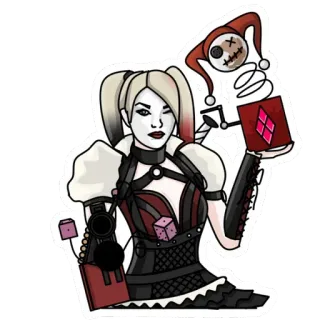 😉 Harley Quinn Harley Quinn, DC Comics, Schurk, Stripfiguur, Vrouwelijk personage, Popcultuur, Suicide Squad, Cartoon telegram sticker