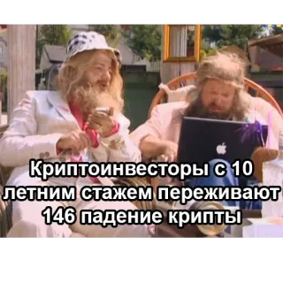 🫡 Криптоинвесторы с 10 летним стажем переживают 146 падение крипты cryptocurrency, investment, meme, humor, finance telegram sticker