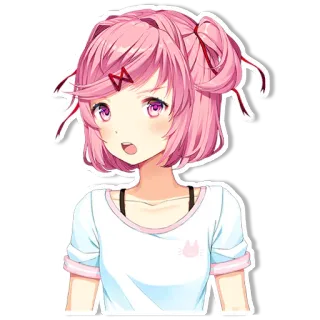 😲 Natsuki Doki Doki Literature Club! Аниме, Милый, Розовые волосы, Манга, Doki Doki Literature Club whatsapp sticker