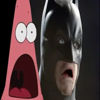 😱 Patrick Star Patrick Star, Batman, surprised, meme, cartoon character, superhero telegram sticker
