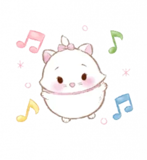 💃 Marie The Aristocats chat dessin animé, Disney, animal mignon, dessin animé, notes de musique, Les Aristochats whatsapp sticker