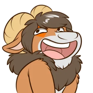 😆 bélier, animal, dessin animé, poilu telegram sticker
