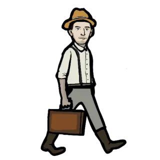 🚶‍♂ mann, hut, koffer, vintage, reisen, spazieren telegram sticker