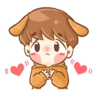 💖 desenho animado, menino, fofo, kawaii, coração, amor, ruborizar telegram sticker