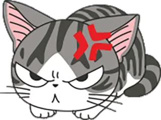💢 고양이, 화난, 만화, 스티커, 고양이과, 동물, 표정 telegram sticker