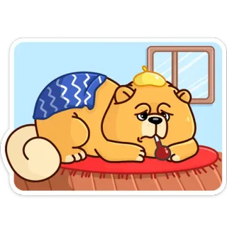🤒 cão, doente, doente, desenho animado, animal, fofo, triste, frio telegram sticker