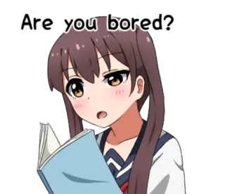 😐 Are you bored? anime, aburrida, chica, leyendo, libro telegram sticker