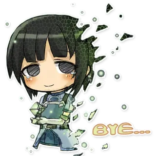 👋 BYE... Anime, Cô gái, Chibi, Tóc ngắn, Dễ thương, Mắt lấp lánh, Tạm biệt telegram sticker