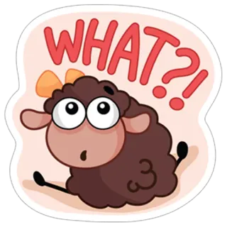 😊 WHAT?! sheep, cartoon, question, cute, animal, sticker whatsapp sticker