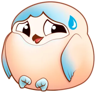 😅 ptak, słodki, kreskówka, kawaii, kurczak, zaniepokojony, kropla potu telegram sticker