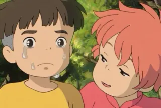 😕 Anime, Ragazzo, Piangendo, Triste, Ponyo telegram sticker