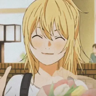 🩰 anime, bloemen, glimlach, vrolijk, meisje telegram sticker