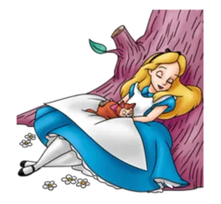 😴 Alice Alice in Wonderland 앨리스, 이상한 나라의 앨리스, 만화, 디즈니, 수면, 고양이 telegram sticker