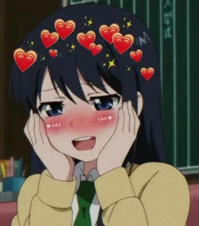 💖 Animé, Coeurs, Rougeur, Mignon, Dessin animé telegram sticker