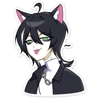 😋 猫, アニメ, 猫耳, かわいい, ステッカー, 漫画 telegram sticker