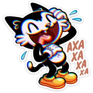 😂 AXA XA XA мультик, кот, смех, стикер, черно-белый, ретро telegram sticker