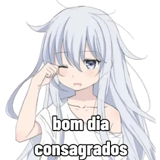 🌞 bom dia consagrados anime, saludo, mañana, texto telegram sticker