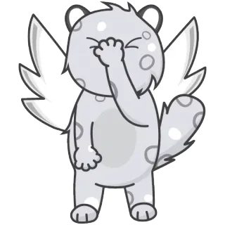 😑 animal, cartoon, kawaii, cute, wings, bear, facepalm telegram sticker