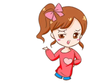 🤤 desenho animado, menina, bonito, anime, coração, laço, kawaii whatsapp sticker