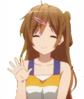 😁 Anime, Chica, Saludando, Feliz, Dibujos animados, Personaje telegram sticker