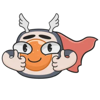 👍 adesivo, desenho animado, personagem, alado, capa, joinha telegram sticker