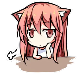 😅 anime, ragazza gatto, carino, triste, kawaii, manga, adesivo telegram sticker