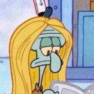 🧽 Squidward Squidward, Spongebob, Hoạt hình, Meme, Vui nhộn, Tóc giả vàng hoe telegram sticker