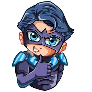 👍 supereroe, cartone animato, personaggio, pollice in su whatsapp sticker