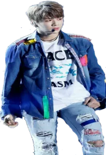 🤘 RACE 
ASM uomo, giubbotto di jeans, jeans strappati, kpop, coreano whatsapp sticker