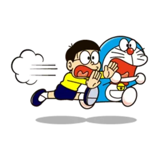 💨 Nobita Doraemon doraemon, nobita, anime, dibujos animados, corriendo, escapar telegram sticker