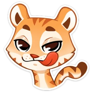 🐅 cat, tiger, animal, cute, cartoon, licking, hungry telegram sticker