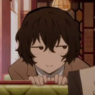 🖤 Osamu Dazai Bungo Stray Dogs Anime, Bungo Stray Dogs, Osamu Dazai, Postać, Zadowolony z siebie, Uśmiechający się, Dazai telegram sticker